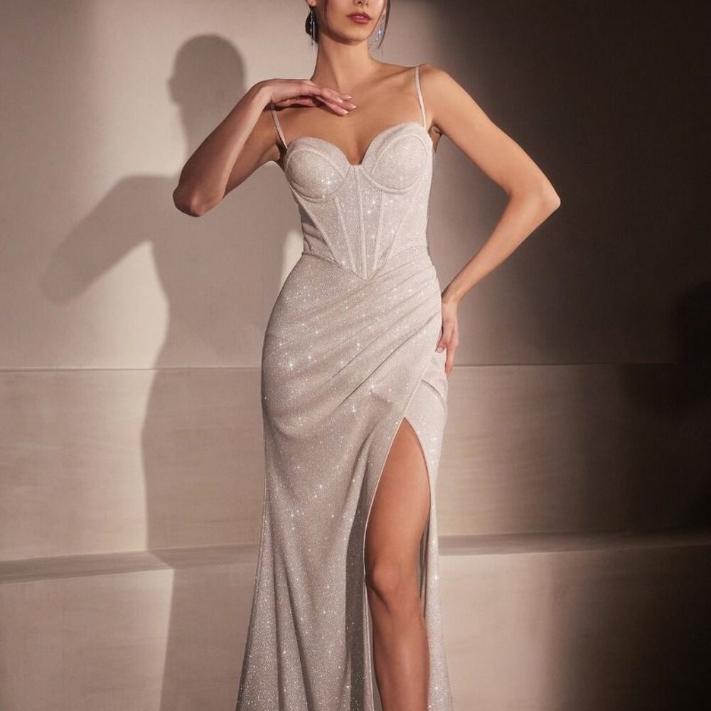 NEW LONG PROM DRESS. FITTED FORMAL PINK,SAGE,NAVY BLUE, PLATINUM GOWN